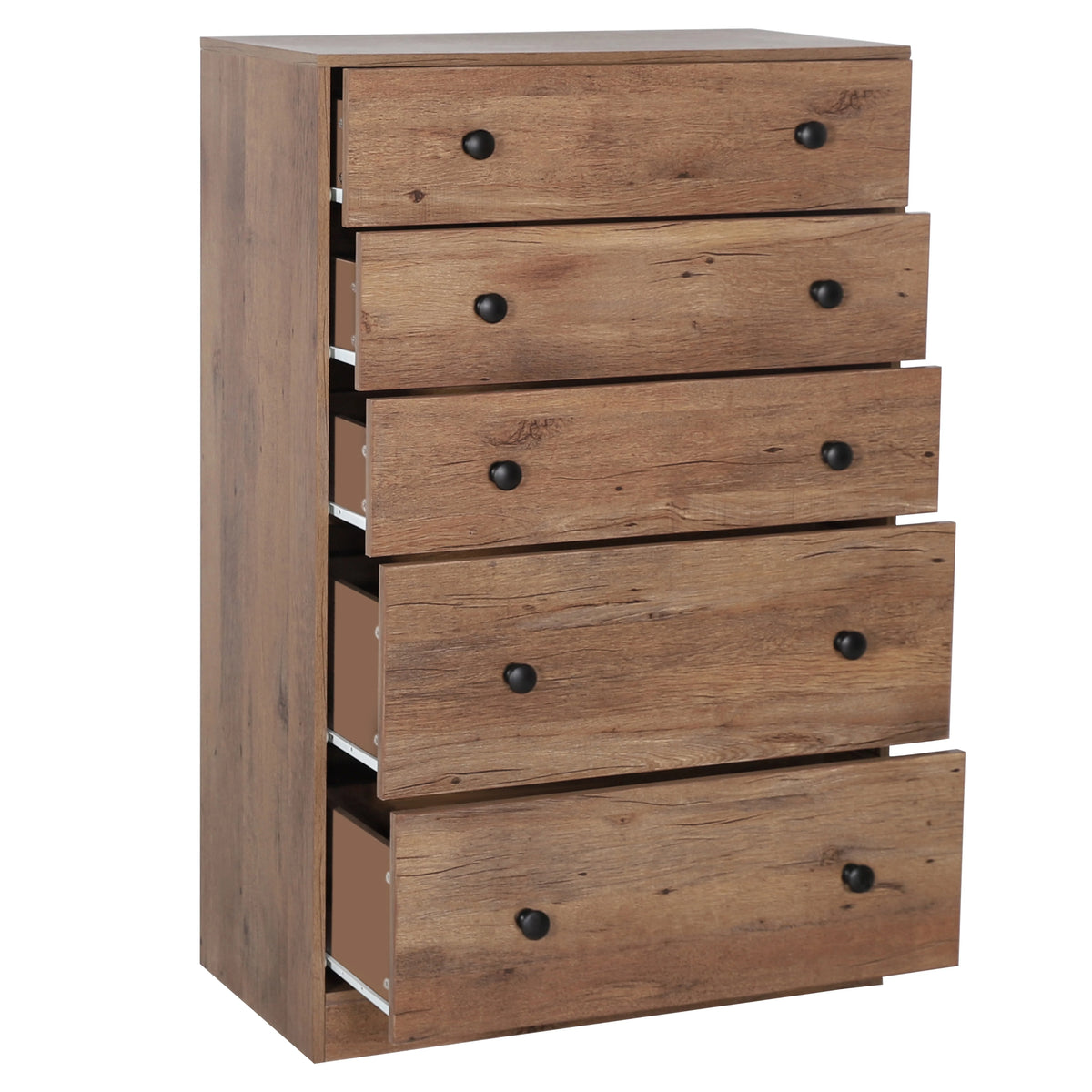VEIKOUS Oversized 5-Drawer Dresser Chest, Large Storage Dresser for Bedroom Storage, Oak