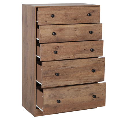 VEIKOUS Oversized 5-Drawer Dresser Chest, Large Storage Dresser for Bedroom Storage, Oak