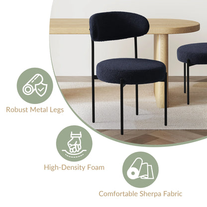 WestinTrends Alexandria Mid-Century Modern Upholstered Sherpa Round Dining Chairs (Set of 4), Sunset Gold
