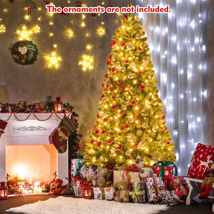 Costway 7ft Pre-lit Hinged Christmas Tree w/ Remote Control & 9 Lighting Modes