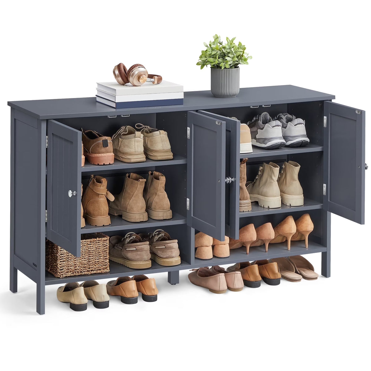 Shoe Cabinet, 3-Tier Shoe Storage Organizer, shoe shelf, Modern Country Cabinet,Freestanding Cabinet with Height-Adjustable Shelf, 13.8 x 47.2 x 27.6 Inches, Entryway, CloudWhite