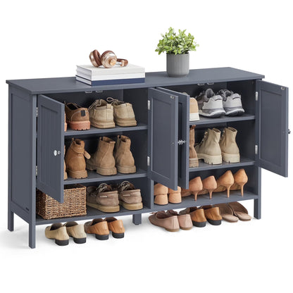 Shoe Cabinet, 3-Tier Shoe Storage Organizer, shoe shelf, Modern Country Cabinet,Freestanding Cabinet with Height-Adjustable Shelf, 13.8 x 47.2 x 27.6 Inches, Entryway, CloudWhite