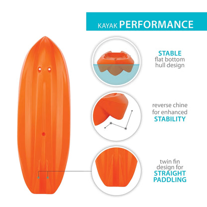 Lifetime Wave 6 ft Youth Kayak, Orange (90154)