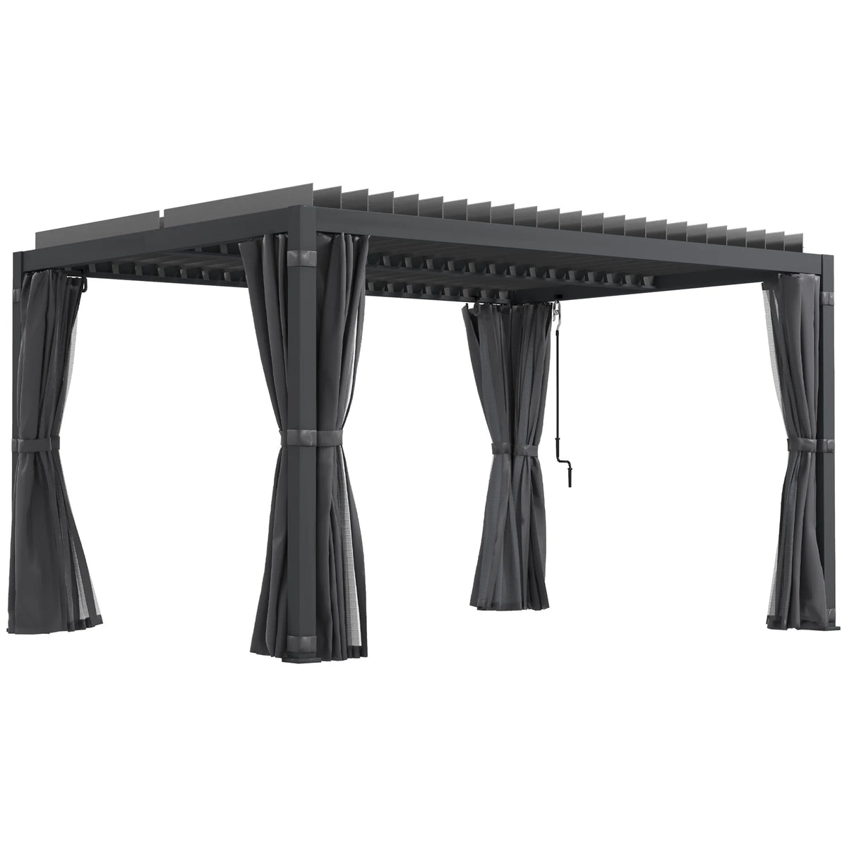 Outsunny 10'x13' Aluminum Pergola with Adjustable Louvered Roof, Gray