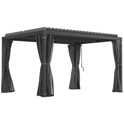 Outsunny 10'x13' Aluminum Pergola with Adjustable Louvered Roof, Gray