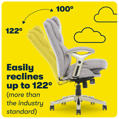 Serta Back in Motion Technology Fabric Executive Office Chair, Light Gray