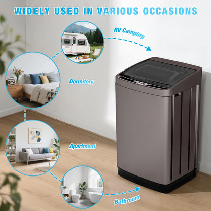 TABU Washer and Dryer Set, 17.6LBS Full Automatic Washing Machine & 8.8LBS Portable Dryer (Gray&White)