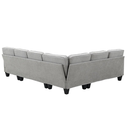 Harper & Bright Designs Modular Sectional Sofa with Ottoman Couch L Shape Corner Sofa Sets 7 Seats Fabric Couch for Living Room, Black, 112 * 87 inch