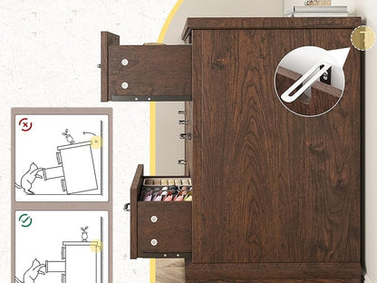EnHomee Wood Dresser for Bedroom 9 Drawer Dressers&Chest of Drawers 63"L x 15.7"W x 31.5"H,Brown