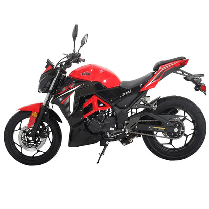 X-Pro Python 250 Electronic Fuel Injection Gas Motorcycle with Manual Transmission, Electric Start! 17" Wheels! Assembled In Crate!