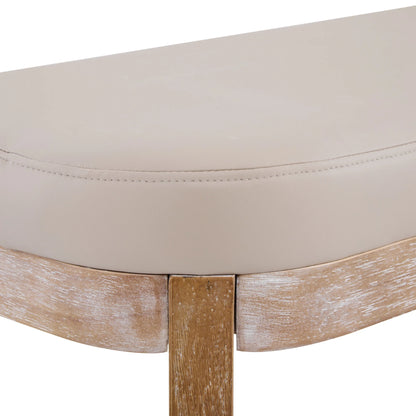 Eleanor Mid-century Upholstered Dining Bench, Entryway Bench with Solid Wood Frame, Beige