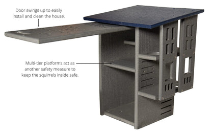 JCs Wildlife Ultimate Squirrel House Nesting Box (Blue/Gray) - A Perfect Home for Squirrels!