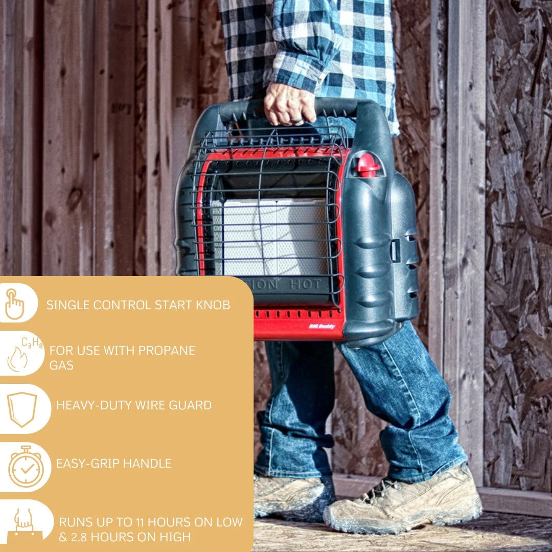 Mr. Heater Portable Big Buddy Propane Heater with 10-Feet Propane Hose Bundle
