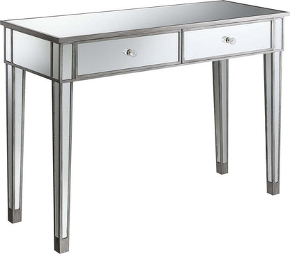 Convenience Concepts Gold Coast 30″ Mirrored 2 Drawer Console Table. Antique Silver/Mirror. All Ages