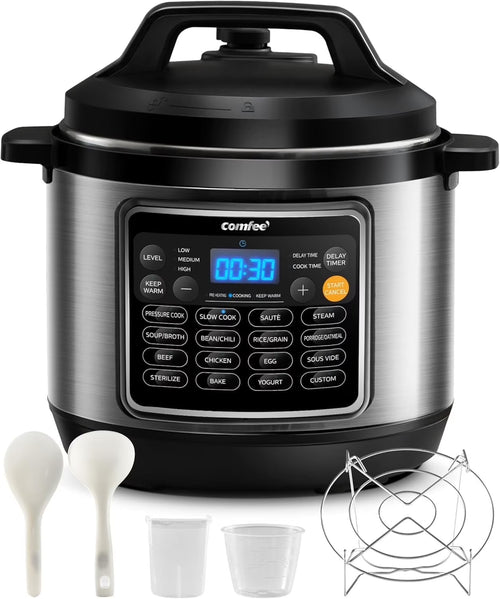 COMFEE�� 16 in 1 Electric Pressure Cooker Instant Multi Cooker Olla de Presion Non-Stick Pot Yogurt Maker Rice Cooker Slow Cooker Saut�� Steamer 8 Quarts Stainless Steel