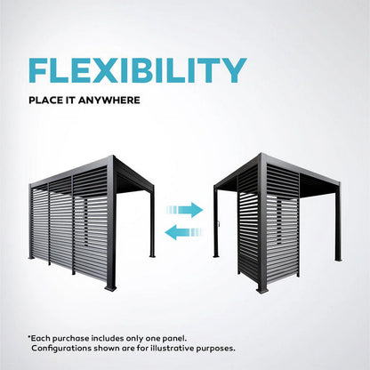 Mirador 10'x10' 111S Outdoor Pergola Accessories-Aluminum Fixed Shutter Wall, Dark Gray