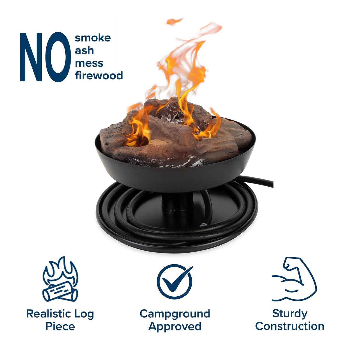 Camco Olympian Big Red Campfire, Approved for RV Campgrounds, Includes 10-Foot Propane Hose (58035)