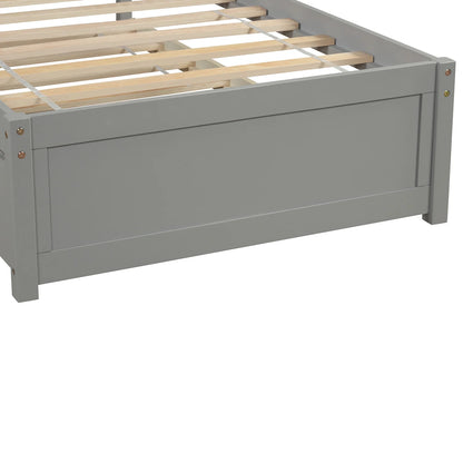 Aukfa Twin Platform Bed with Trundle - Trundle Bed with Headboard for Kids Teens - White