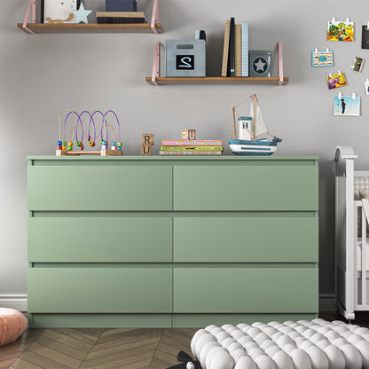 Kadyn White Chest of Drawer, 6 Double Drawer Dresser for Bedroom, Modern Storage Cabinet for Living Room, Dresser