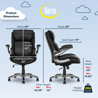 Serta Lumbar Support and Swivel Manager Desk Chair, Black