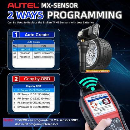 Autel MaxiTPMS TS508WF TPMS Relearn Tool Upgrade of TS508 TS408 TPMS Tool Activate/Relearn All Sensors Program Autel Sensors TPMS Reset/Diagnosis Read/Clear TPMS Code Free Lifetime Update