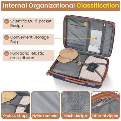 4 Piece Luggage Set, Expandable Lightweight Suitcase Set, PP Materials Travel Luggage with TSA Lock Spinner Wheels, White (14/20/24/28)
