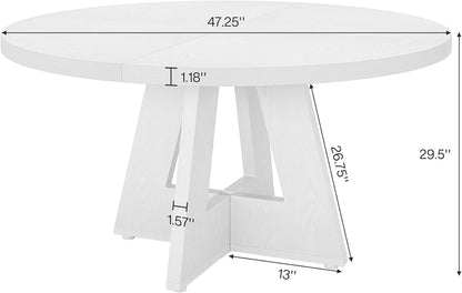 Tribesigns Round Dining Table for 4, Grey Kitchen Table 47 Inch Farmhouse Wood Kitchen Dinning Table for Kitchen Living Room