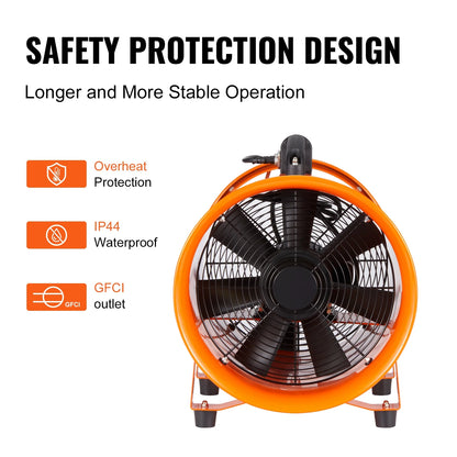 KFFKFF 16" Extractor Fan Blower Portable 33ft Duct Hose Ventilator Industrial