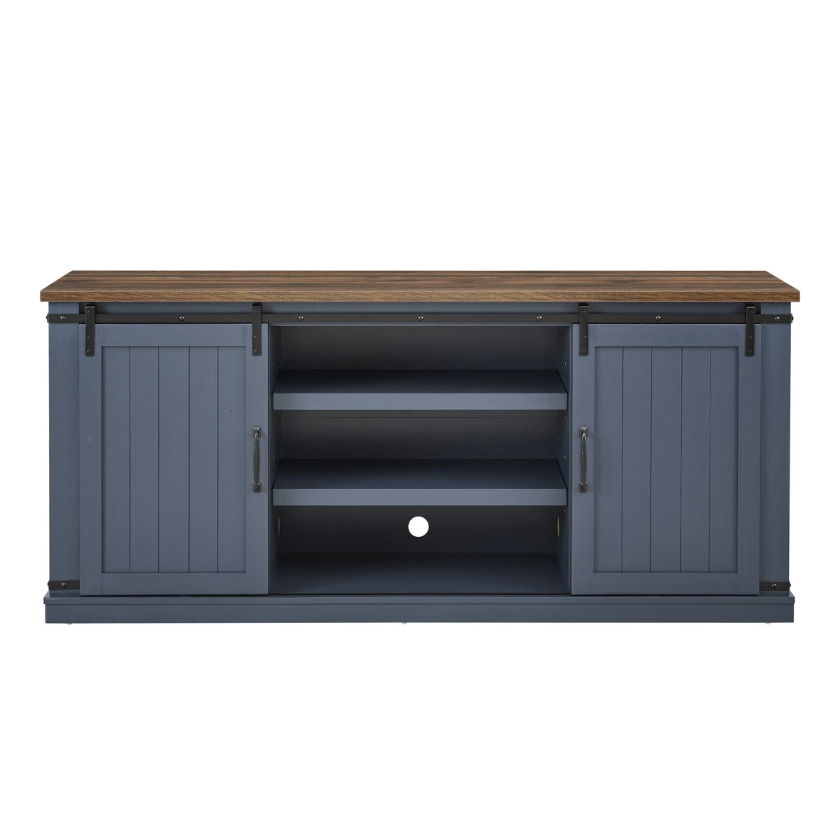FESTIVO Farmhouse TV Stand for 75" TV, Entertainment Center, Sliding Barn Door TV Stand, 68 inch TV Console Table, Home Living Room Media Console with Adjustable Shelf - Off White