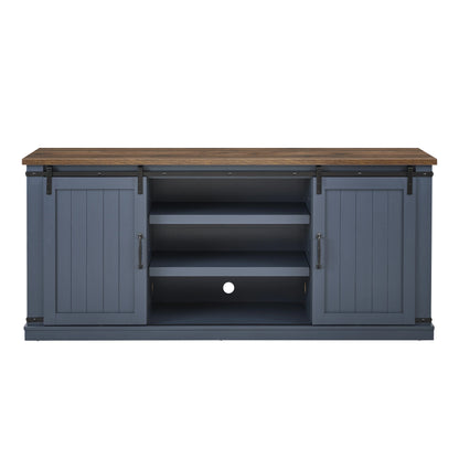 FESTIVO Farmhouse TV Stand for 75" TV, Entertainment Center, Sliding Barn Door TV Stand, 68 inch TV Console Table, Home Living Room Media Console with Adjustable Shelf - Off White