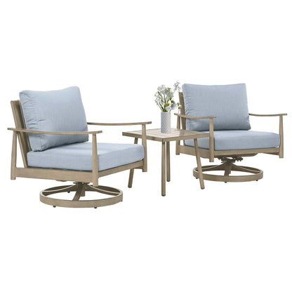 HAPPATIO Aluminum Outdoor Furniture Set - 5 Pieces Patio Furniture Set Includes 1 Side Table, 2 Swivel Chairs and 2 Ottomans with Thick Cushion, Patio Conversation Set for Backyard Poolside (Grey)