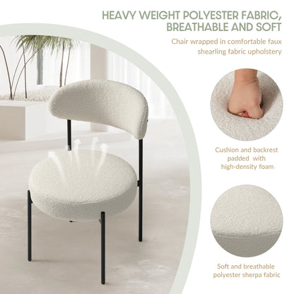 WestinTrends Alexandria Mid-Century Modern Upholstered Sherpa Round Dining Chairs (Set of 4), Sunset Gold