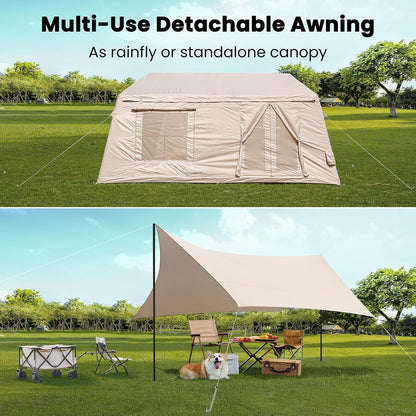 NAIZEA Inflatable Tents for Camping, Blow Up Tent with Hand Pump, Easy Setup Inflatable Hot Tent with Stove Jack, Waterproof Oxford Air Glamping Tents for Camping Adult 4-6 Person