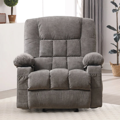 JONPONY Massage Swivel Rocker Recliner Chair with Vibration Massage and Heat Ergonomic Lounge Chair for Living Room with Rocking Function and Side Pocket, 2 Cup Holders, USB Charge Port,Grey
