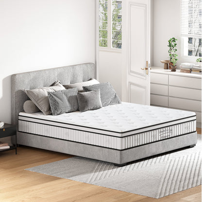 12 Inch Hybrid Queen Mattress - Medium Firm Support, Pocket Coils & Pressure Relief, Hypoallergenic Bed-in-a-Box