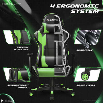 Homall Gaming Chair office Chair with Headrest & Lumbar Support, Pink