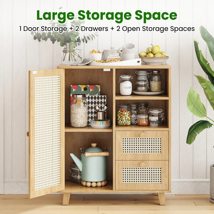 STARY Sideboard Buffet Cabinet, Accent Cabinet with Drawers and Adjustable Shelf for Kitchen, Living Room, Entryway, Nature