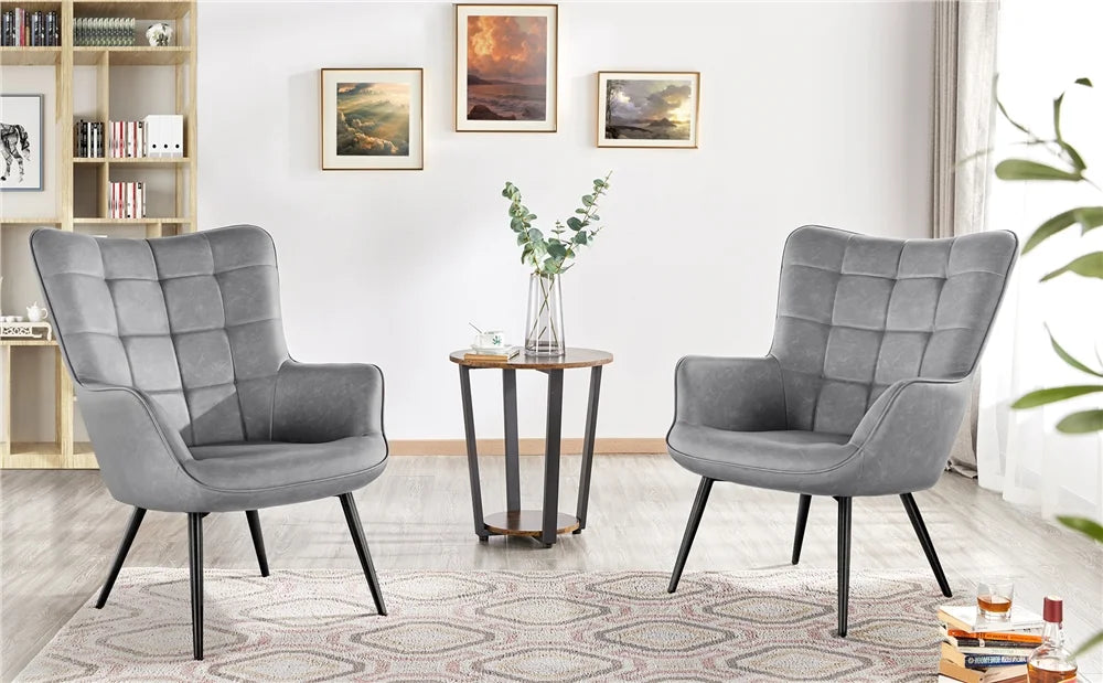 Alden Design Mid-Century Modern Faux Leather Wingback Accent Chair, Brown