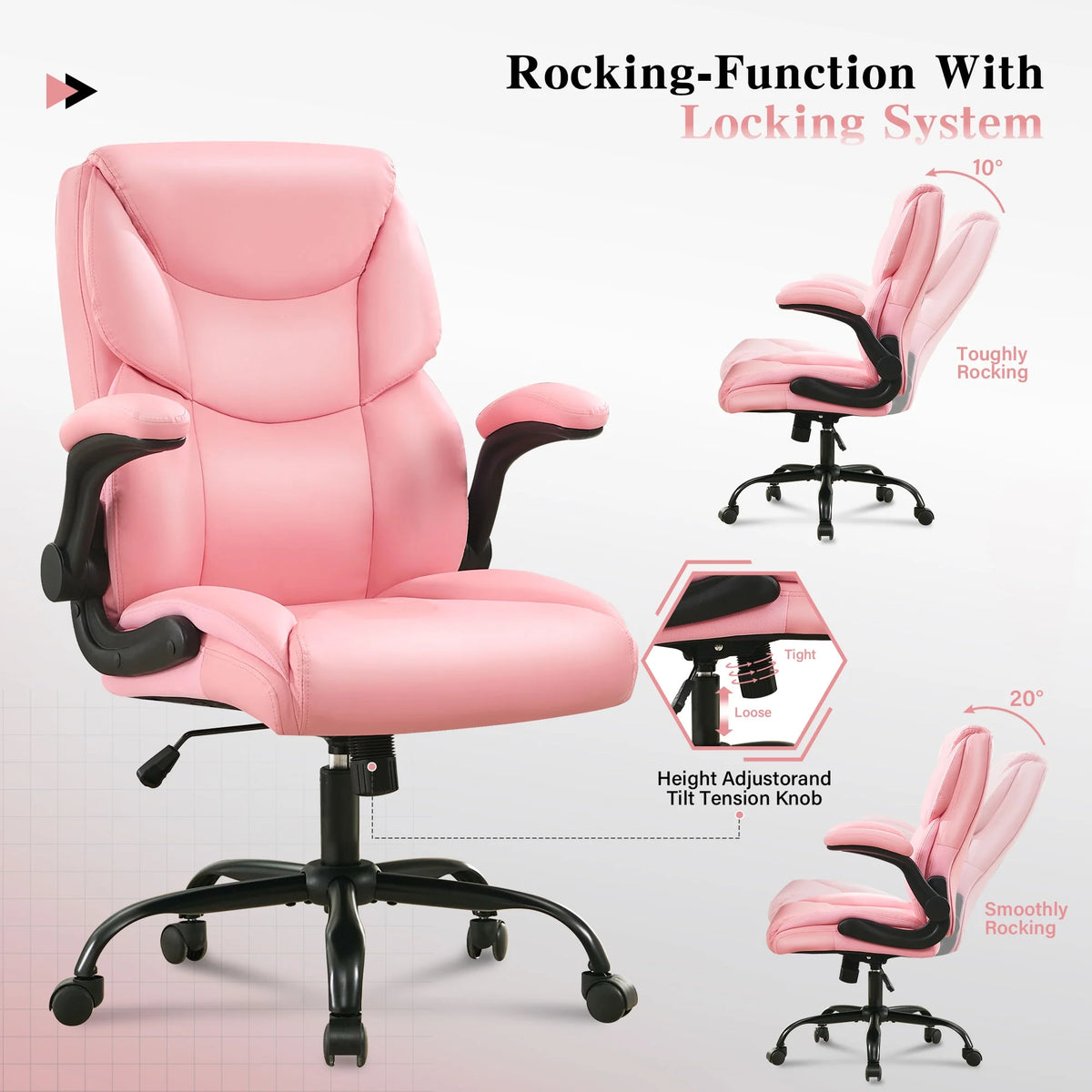 JONPONY Big and Tall Office Chair Wide Seat Ergonomic Computer Desk Chair High Back Executive Leather Chair Adjustable Task Chair Lumbar Back Support 8 Hours Heavy Duty Design,Black