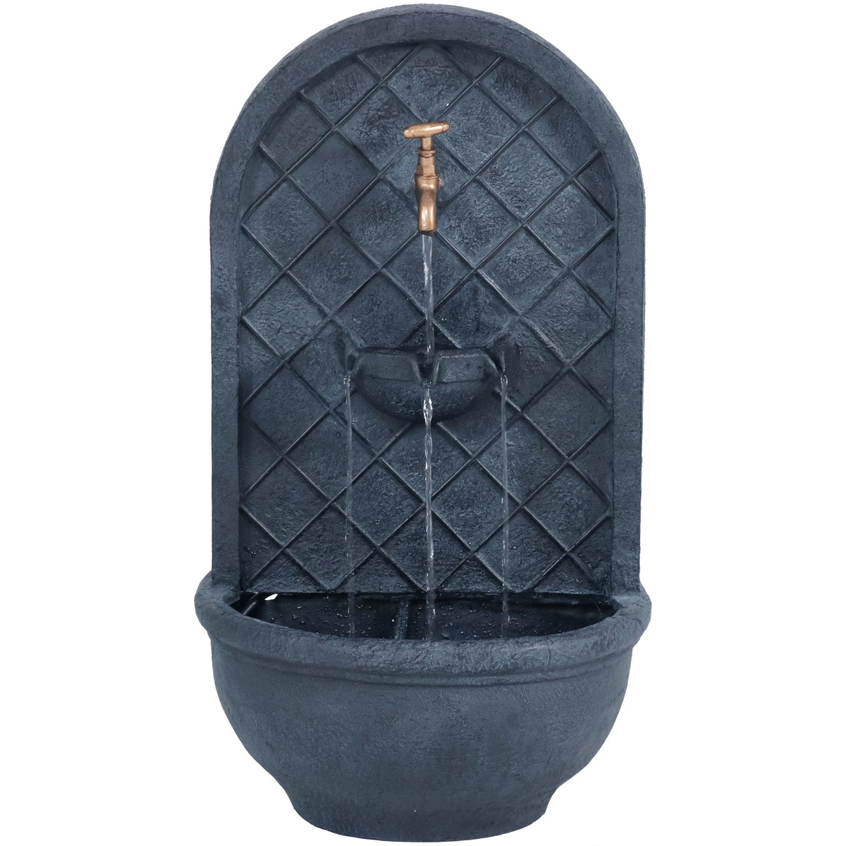 Sunnydaze Messina Polystone Outdoor Solar Wall Fountain, Bronze