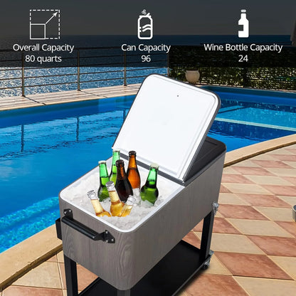 HEYWU 80 Quart Ice Chest Water Cooler with Bottle Opener, Milk White