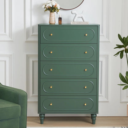 YOCWO 3 Drawer Nightstand, Classic Chest of Drawers with Arc Edge, Walnut