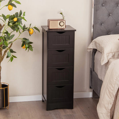 Costway 32.5'' Bathroom Floor Cabinet with Anti-tipping Device Freestanding Towel Cabinet Black