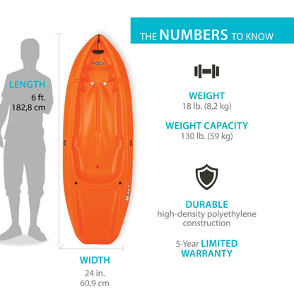 Lifetime Wave 6 ft Youth Kayak, Fire Red (91401)