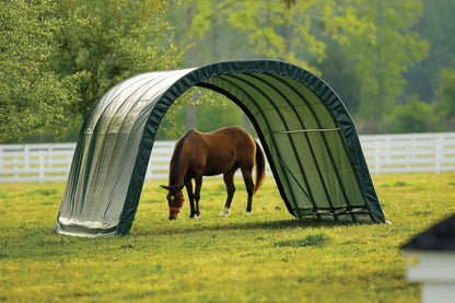 ShelterLogic Round Style Run-in Shelter, Green, 12 x 20 x 8 ft.