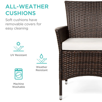 Best Choice Products 5-Piece Indoor Outdoor Wicker Patio Dining Table Furniture Set w/ Umbrella Cutout, 4 Chairs - Gray