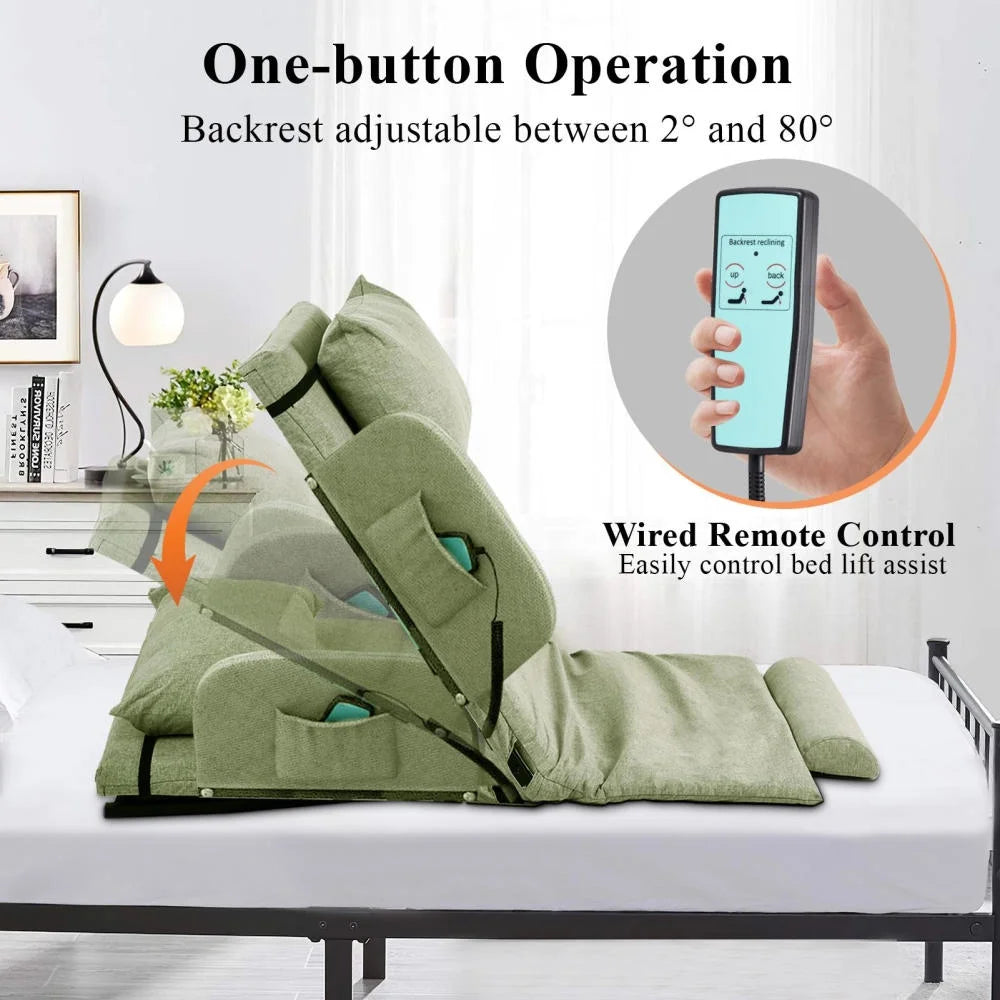 Adjustable Power Lifting Bed Backrest for Elderly Patient Injured, Sit-up Back Rest Chair for Neck Lumbar Back Support, Electric Lifting Backrest for Bed (Gray)