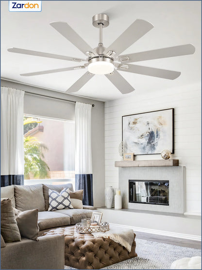 Zardon 62" Black Modern Ceiling Fan with Light and Remote Control, Reversible Quiet DC Motor, Bright LED Light, 6-Speed, Timer for Bedroom, Living Room