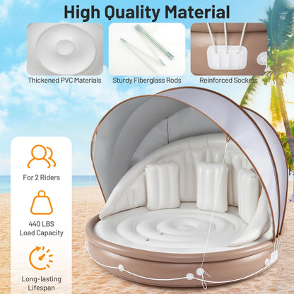Costway Canopy Inflatable Pool Float Lounge Swimming Raft