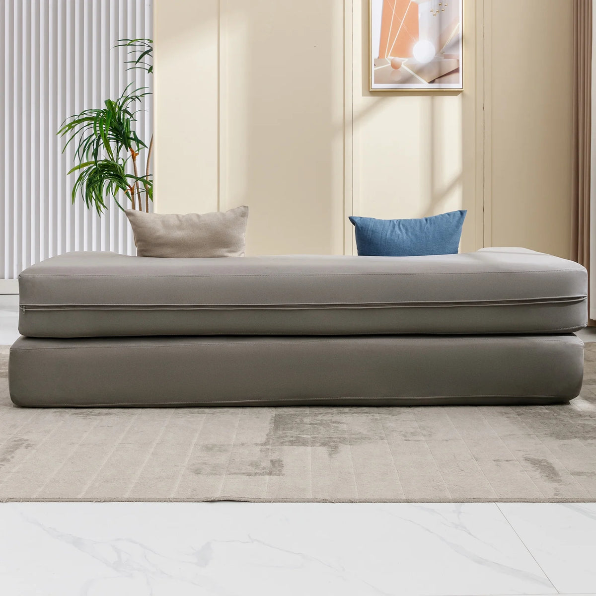 ZAFLY Full Size Convertible Futon Sofa Bed, Floor Sofa Bed Foldable, Foam Folding Mattress Sleeper, Cloth Fabrics Floor Couch Lounge Sleeper Bed for Living Room/Bedroom, Dark Grey